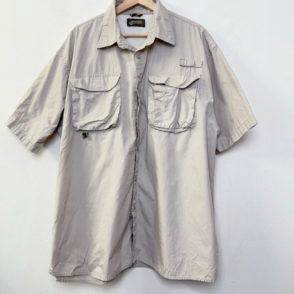 Wrangler Mens Xlarge Khaki Gorpcore Short Sleeve Photography Outdoor Shirt